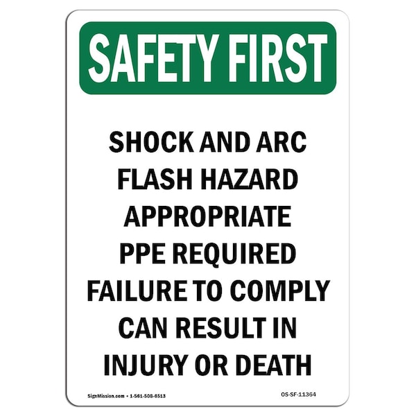 OSHA, 5" Height, 5" H, Portrait, PK10, Shock & Arc Flash Hazard Appropriate